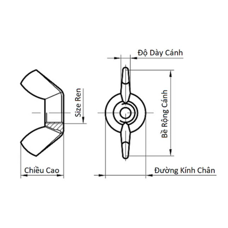 Tán Cánh Chuồn Inox 304 M3 - Ảnh 3